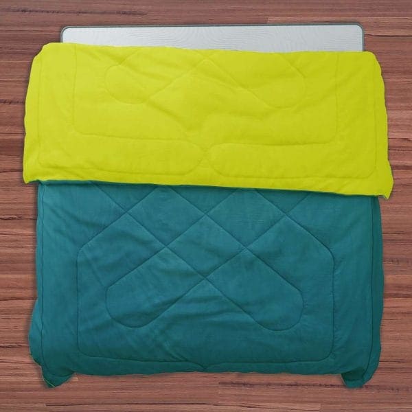 All-Weather Comforter Teal Green & Neon Lime vector