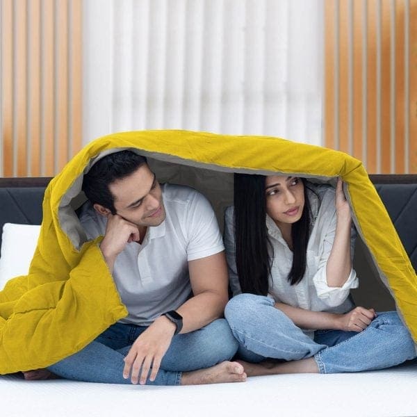 All-Weather Comforter Mustard Yellow & Grey